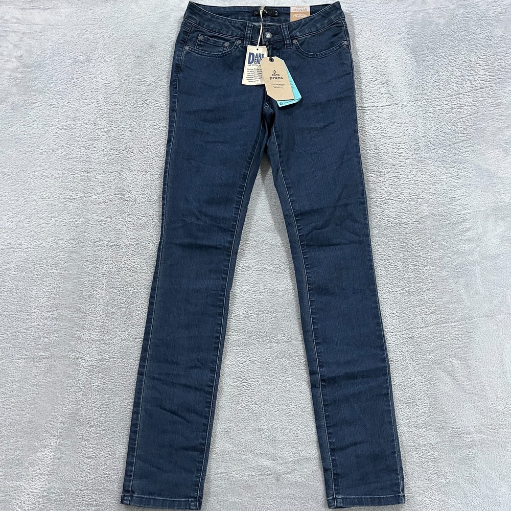 prAna Kayla Jean Indigo Blue Women 00 24 Blue Denim 32" Inseam Dark Wash Stretch